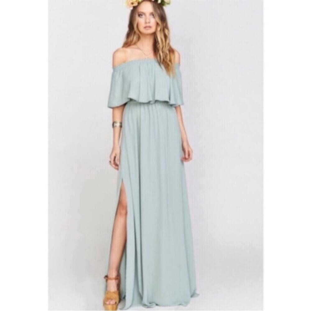 Show Me Your Mumu Hacienda sage green strapless maxi dress size Large